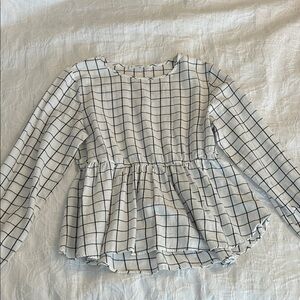 Mango Black and White Grid Blouse
